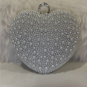 Elegant Silver Heart Clutch